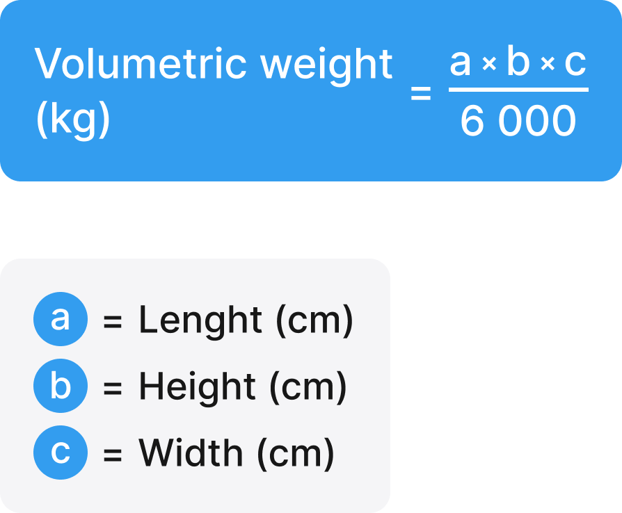 Volumetric weight formula